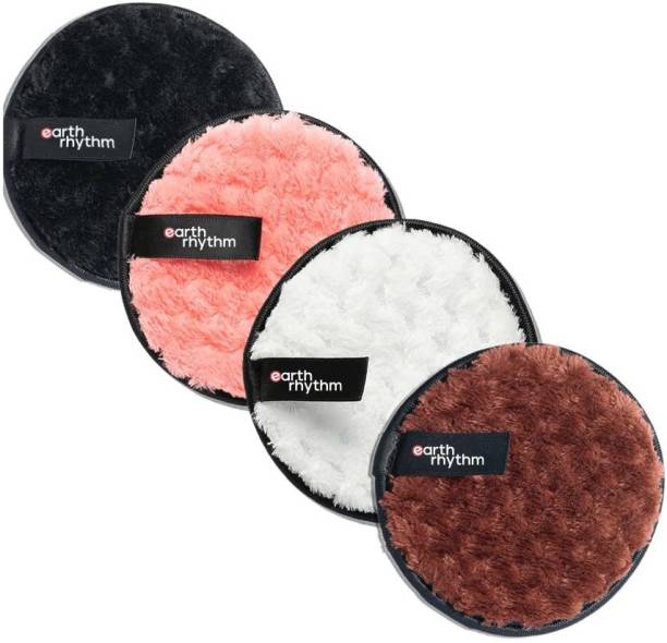 Earth Rhythm Makeup Removal Reusable Cleansing Pads, Easily Removes Face & Eye (Pack of 4) Makeup Remover