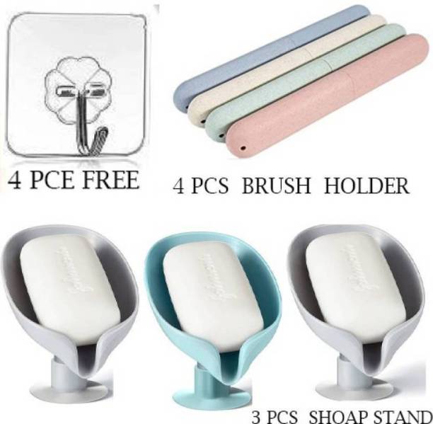 ZORIADA bathroom product combo WITH 4 FREE HOOK STIKER(combo 3 in 1) Plastic Wall Shelf
