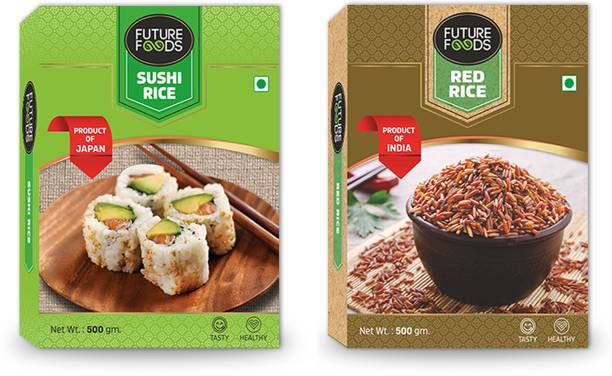Future Foods Japanese Sushi Rice & Red Rice - 500 gm each Raw Rice (Raw)