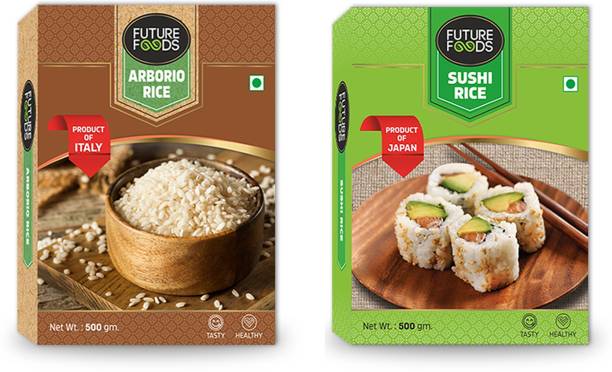 Future Foods Risotto Rice Arborio Rice & Japanese Sushi Rice - 500gm each Raw Rice (Small Grain, Raw)