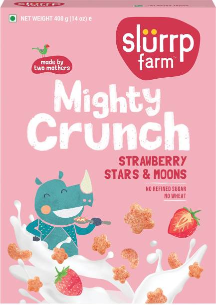 Slurrp Farm Strawberry Breakfast Cereal – No Maida, Refined Sugar and Wheat, Stars and Moons, Healthy Millet Breakfast, 400 g Box