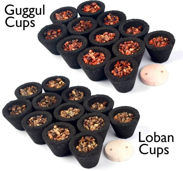 Siddhbali 24 Sambrani Havan Cups With Pure Guggul Loban & Herbs Dhoop Non-Toxic 12x2 Pack Guggul Dhoop