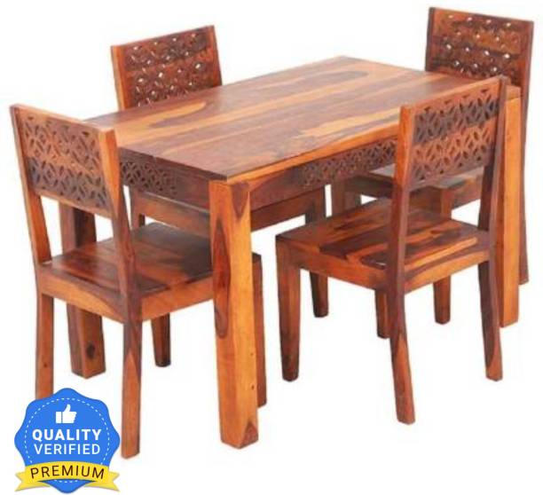 Custom Decor Solid Wood 4 Seater Dining Set