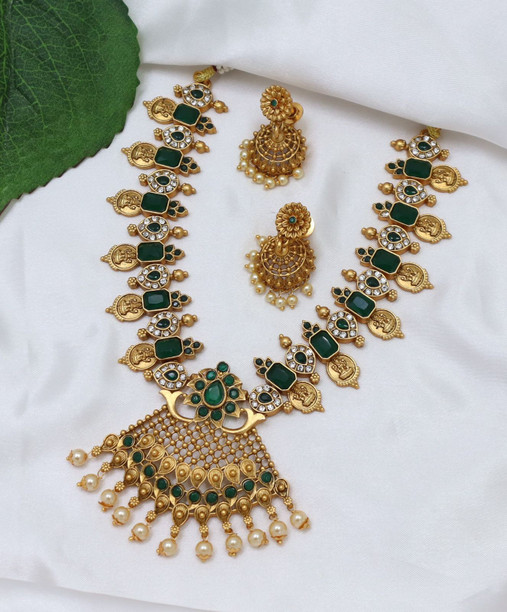 green necklace set flipkart