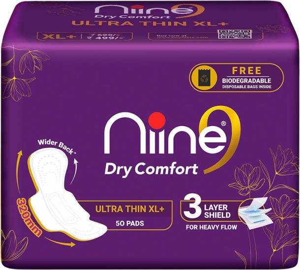 niine Dry Comfort Ultra Thin XL+ Sanitary Napkins With 3 Layer Shield for HEAVY FLOW Sanitary Pad
