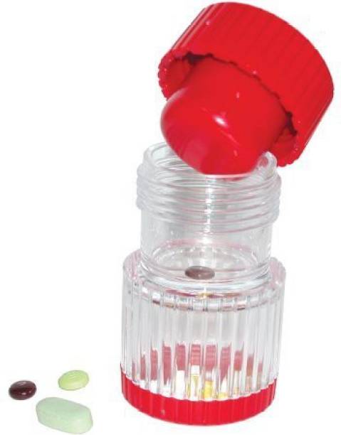 ADITYA Pill Crusher Medicine Organiser for Your Daily Medications (Red) AE-95 Manual Pill Crusher