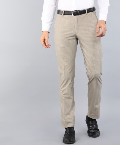 Peanut Brown Textured Regular fit terry rayon Pants for Men