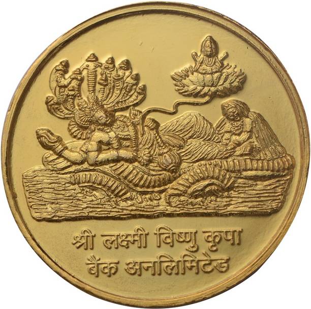 Pray Everyday Lakshmi Vishnu Ji Gold Plated Coin (Set of 7) | Lakshmi Vishnu Ji Currency Gold Yantra