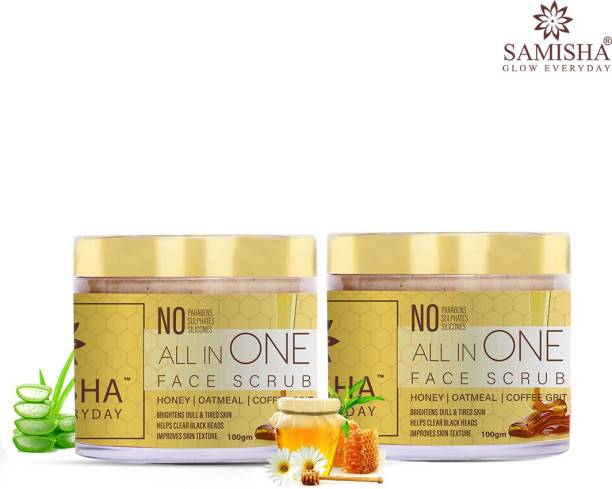Samisha Organic All In One Face Scrub For Exfoliation & Clear Skin-100 GM(Pack of 2) Scrub