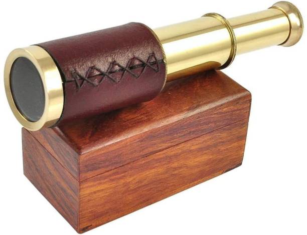 Ascent India Brass inch Telescope Leather Brown Grip With Wood box Telescope
