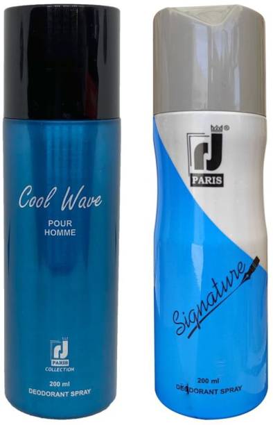 R J PARIS Cool Wave Pour Homme + Signature Combo Pack Deodorant Spray  -  For Men & Women