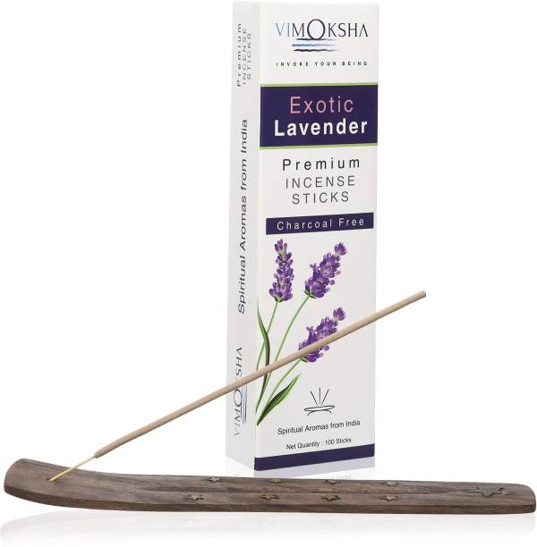 Vimoksha Exotic Lavender Incense Sticks / Agarbatti Chemical Free, Low Smoke (100 Sticks) Exotic Lavender