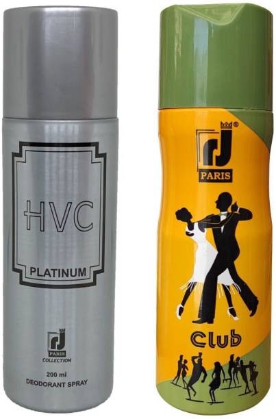 R J PARIS HVC Platinum + Club Combo Pack Deodorant Spray  -  For Men & Women