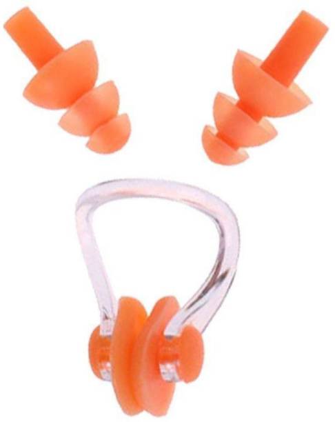EmmEmm Orange Soft Silicon 2 in1 Nose Clip & Ear Plugs Combo Ear Plug & Nose Clip