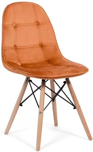 Finch Fox Eames Replica Velvet upholstered Dining Chair for Cafe Chair, Side Chair, Living Room Chair in Orange Color Engineered Wood Living Room Chair