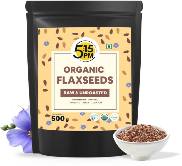 5:15PM 100% Certified Organic Flaxseeds - Raw & Unroasted Flax Seeds for Eating Brown Flax Seeds