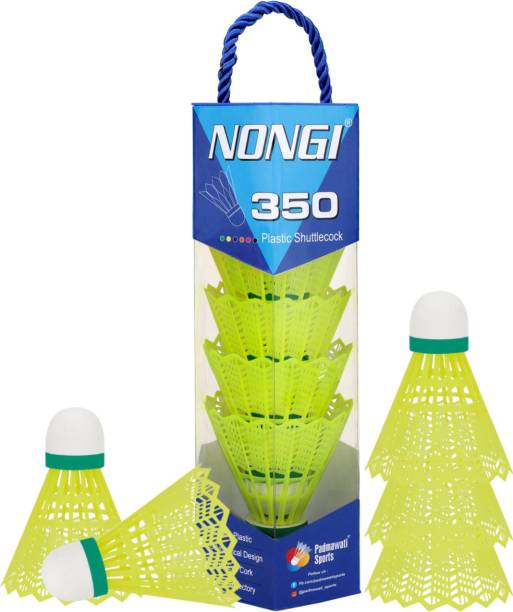 Nongi 350 Plastic Badminton Shuttle Pack Of 5 For Indoor Outdoor Badminton Sports Plastic Shuttle  - Yellow
