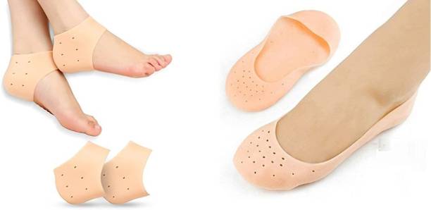 Harsh narrow fab Silicone Gel Heel Socks 1 Pair + Silicon Full Heel Protector Heel Support