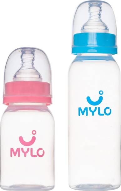 MYLO Feels Natural Baby Feeding Bottle BPA Free, Slim Neck -125ml & 250 ml pack of 2 - 375 ml