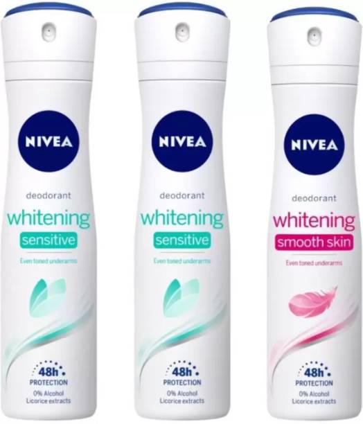 NIVEA Whitening Sensitive Deodorant & Whitening Smooth Deodorant Deodorant Spray  -  For Women