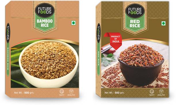 Future Foods Red Rice & Bamboo Rice - 500 gm Each Red Bamboo Seed Rice (Long Grain, Raw)