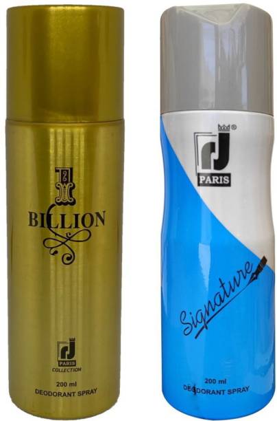 R J PARIS Billion + Signature Combo Pack Deodorant Spray  -  For Men & Women