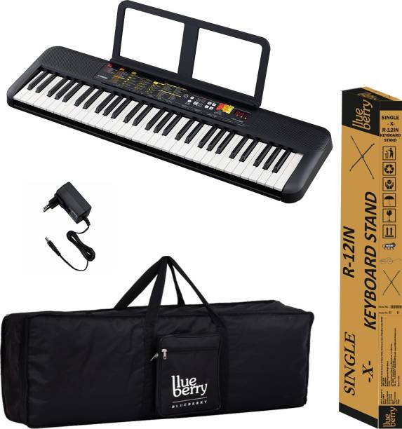 YAMAHA PSR F52 With Blueberry KB-40 Bag and R-12IN Stand, Digital Portable Keyboard