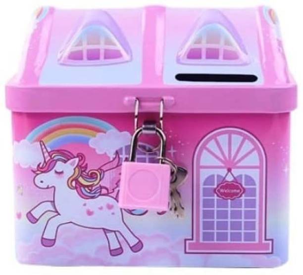 GAMLOID BEST BUY Unicorn Piggy Bank Secure Lock Keys Money Storage Coin Collection Box