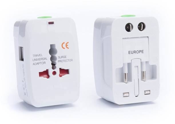 [2PC]Worldwide Travel Adapter Dual USB Charger with 125V 6A, 250V Protected Plug Travel Adaptor