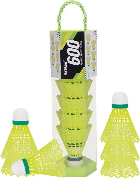 Nongi 600 Plastic Badminton Shuttle Pack Of 6 For Indoor Outdoor Badminton Sports Plastic Shuttle  - Yellow
