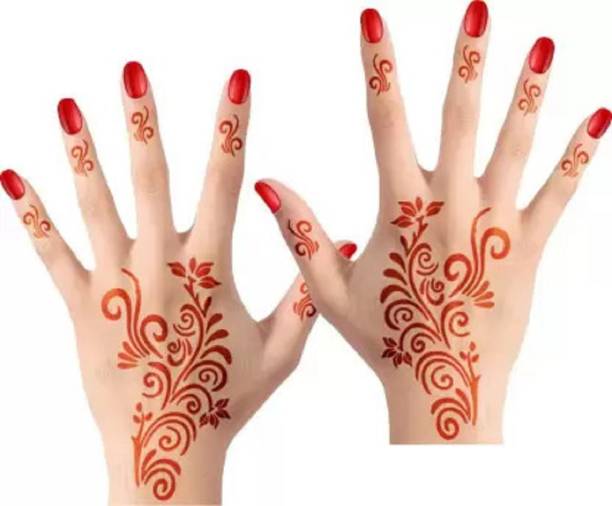 KICKWIX Mehendi Stencil Set Set of 2 Piece|Henna Tattoo stencil Indian Design
