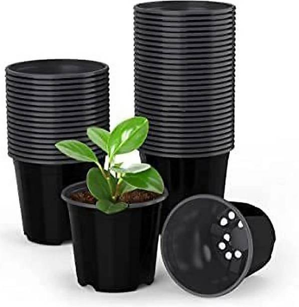 SNSHOPEE (Pack of 8) 8 inch High Strength Nursery Pot for Flowers and Plants, Garden Plant Container Set