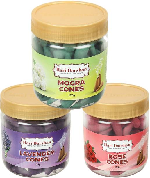 Hari Darshan Multi Fragrance Jar Cones Sandal, Rose, Lavender, Jasmine Dhoop