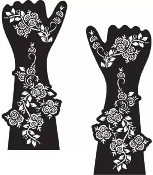 KICKWIX Mehndi Stricker Set of - 2 Piece | Henna Stencil for Women, Girls and kids
