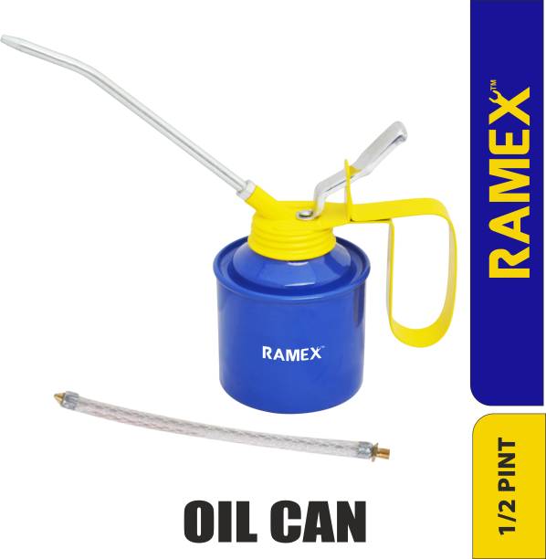 RAMEX Oil Can , Oil Can Pump for Vehicles , 1/2 Pint Capacity Metal Oil Can Pump Manual Dispenser