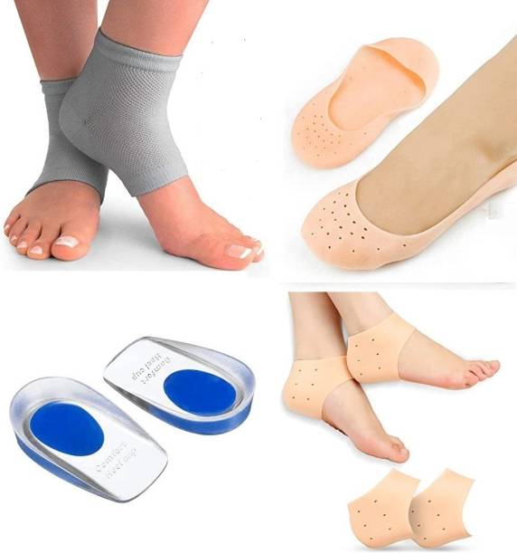 Harsh narrow fab Silicon Heel Protectors,Cotton Socks,Anti Crack Full Length,Heel Support(4 Pair) Heel Support