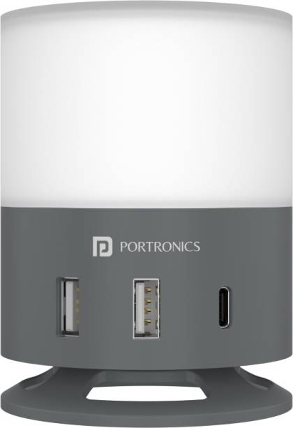 Portronics Brillo 4 Charging Station with Multicolor RGB Light USB Adapter