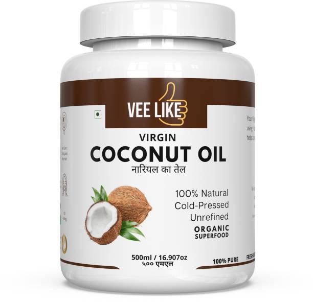 VEE LIKE Extra Virgin Coconut Oil - Cold Pressed - for Cooking , Eating , Oil Pulling Coconut Oil Jar