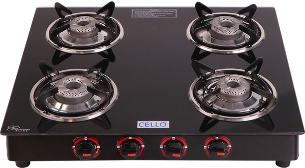 cello prima gas stove 4 burner glass top