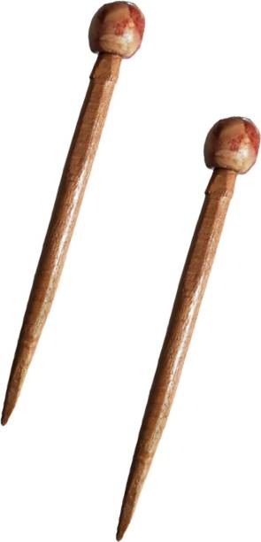 salvusappsolutions Handmade Wooden Hair Stick/Juda Pin for Girls & Womens, set-2 (13cm) Bun Stick
