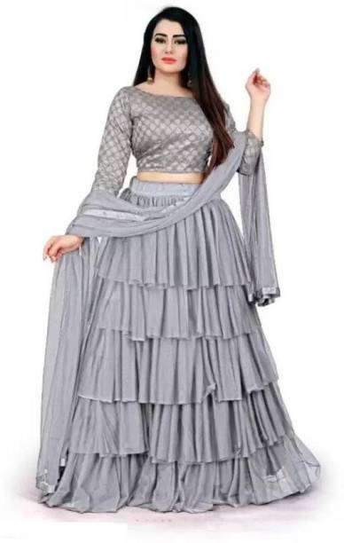 Semi Stitched Net/Lace Gown/Anarkali Kurta & Bottom Material Embroidered Price in India