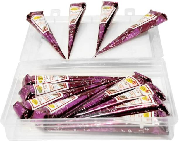 Afrin Premium Henna Maroon Nail Cone Pack of 12 (15gm each) Natural Mehendi