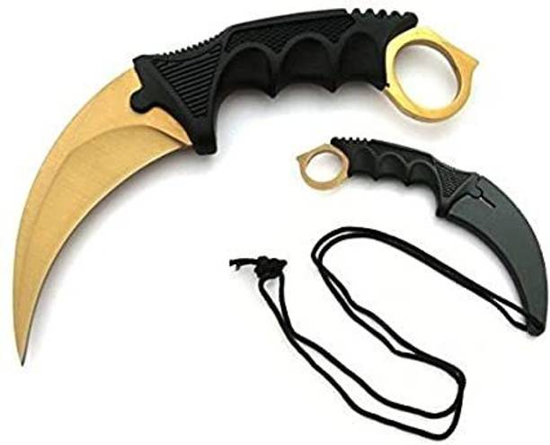 ATARC Counter Strike Survival Tactical Knife Survival Campers Knife Yellow Throwing Knife, Survival Knife, Pocket Saw, Fixed Blade Knife