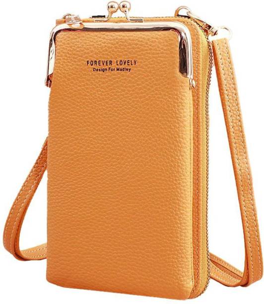 SYGA Yellow Sling Bag Leather Purse Mini Shoulder Bag with Strap Card Slots (Yellow, Forever Lovely)