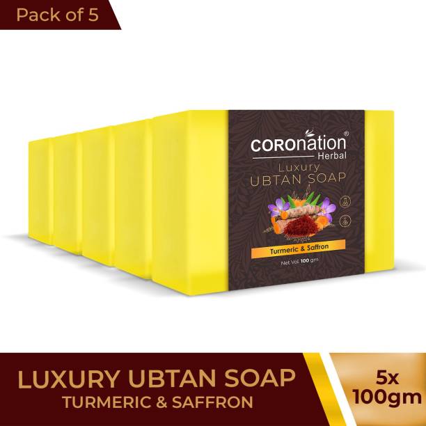 COROnation Herbal Unisex Ubtan Luxury Soap with Turmeric & Saffron for Glowing Skin - Pack of 5