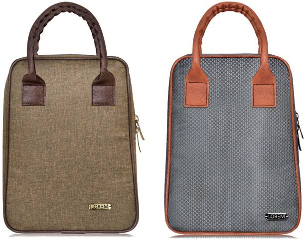 LOREM Combo Of Khaki & Grey Office Use Tiffin/Lunch For Men, Women & Kids Waterproof Lunch Bag