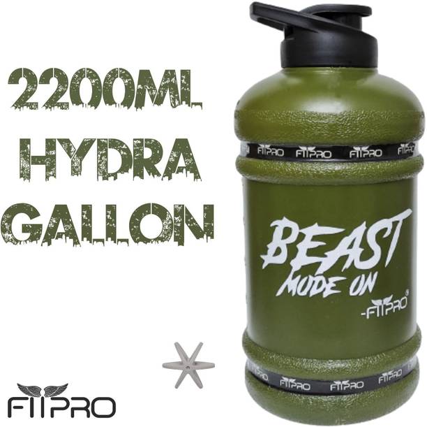 FitPro SPORTS GALLON SHAKER BOTTLE MILITARY GREEN 2.2 LITRE WATER JUG FOR GYM 2200 ml Shaker