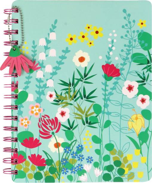 Doodle Floral Pop Wiro Bound Notebook with Bookmark Dangler and Two Sticker Sheets B5 Diary Ruled 160 Pages