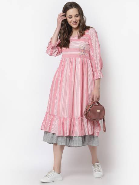 Women A-line Pink Dress Price in India