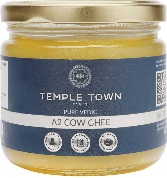 Temple Town Farms Organic Pure Vedic A2 Cow Ghee 300gm 100 % Pure Ghee 300 g Mason Jar